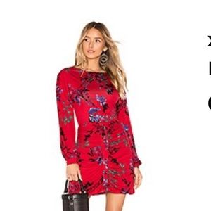 House of Harlow Red long sleeve dress w/black & bright bluish green design-large